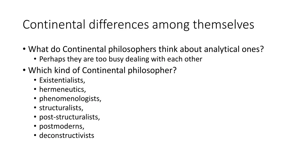 continental differences among themselves