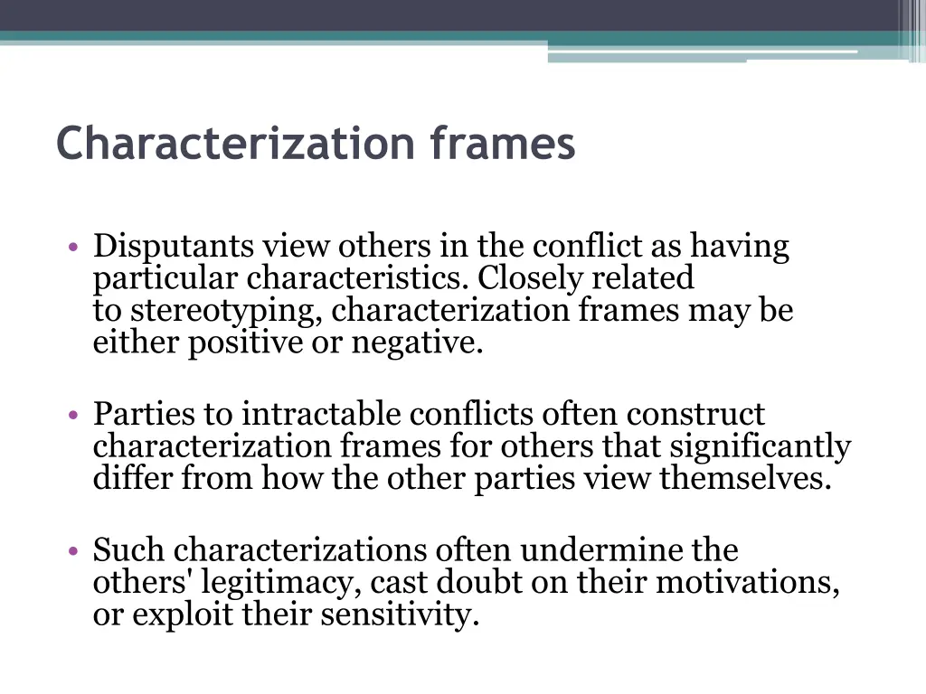 characterization frames