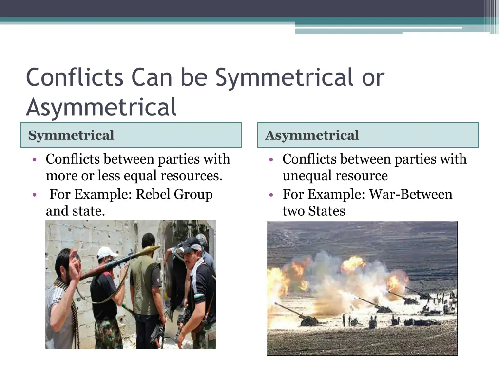 conflicts can be symmetrical or asymmetrical