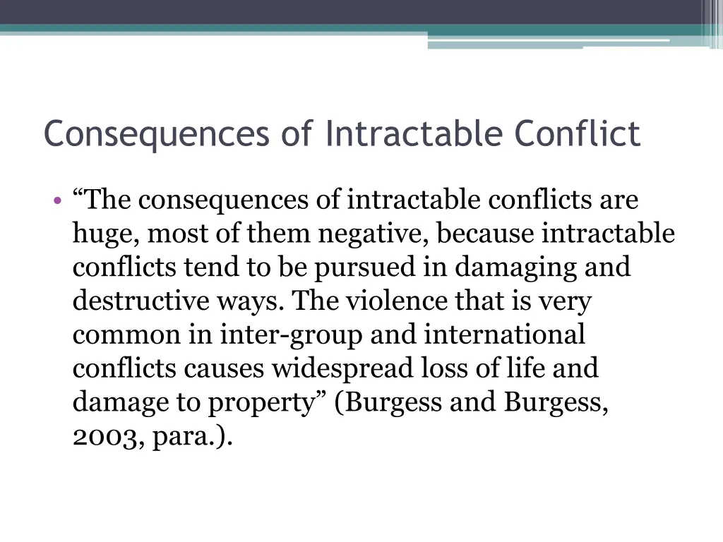 consequences of intractable conflict