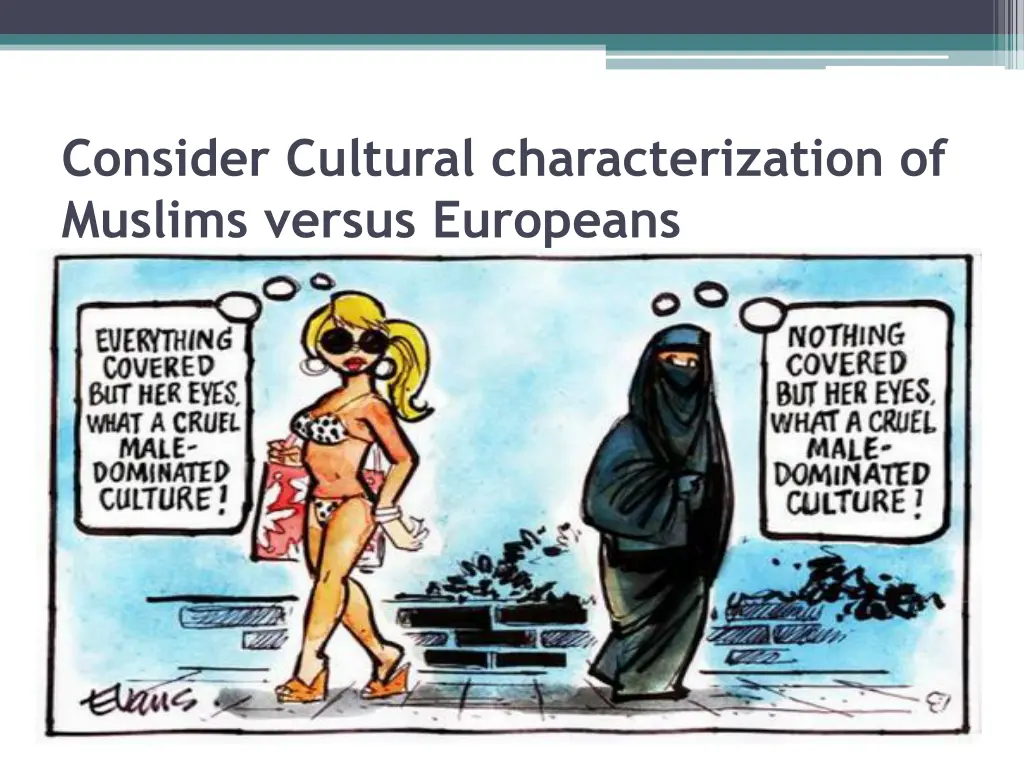 consider cultural characterization of muslims