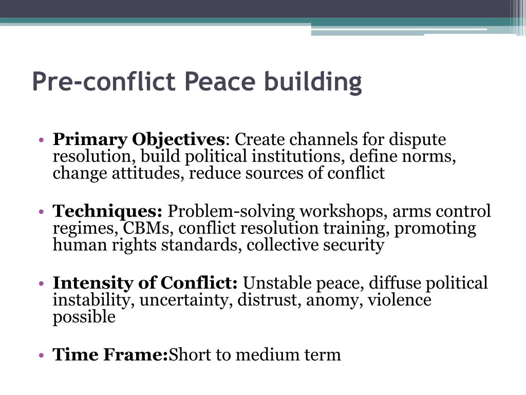 pre conflict peace building