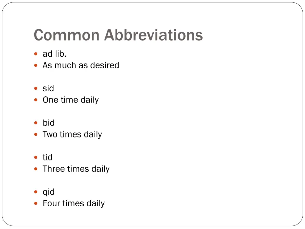 common abbreviations