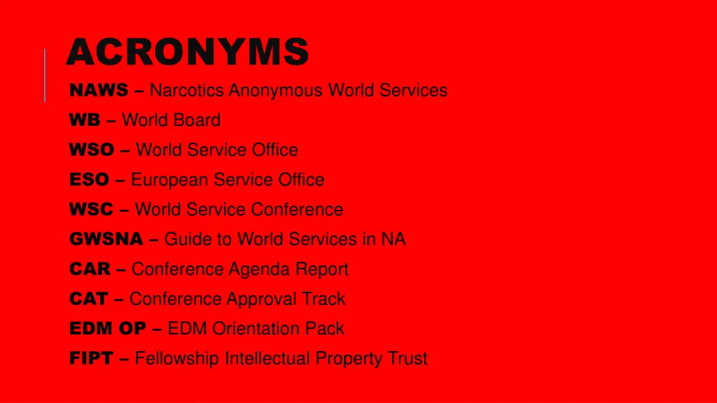 acronyms naws narcotics anonymous world services