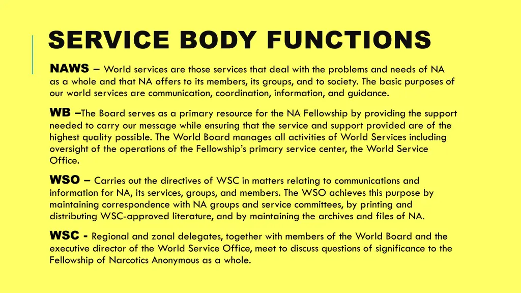 service body functions naws world services