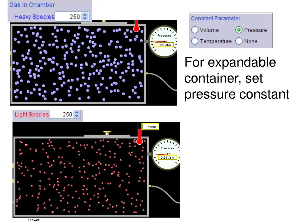 for expandable container set pressure constant 1