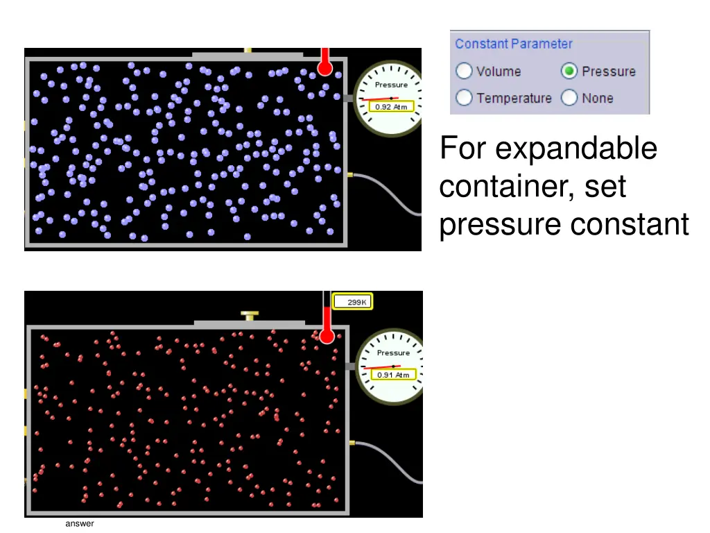 for expandable container set pressure constant