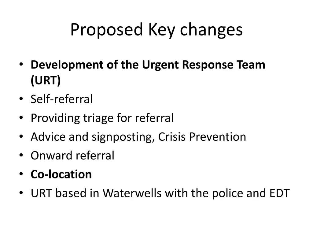 proposed key changes