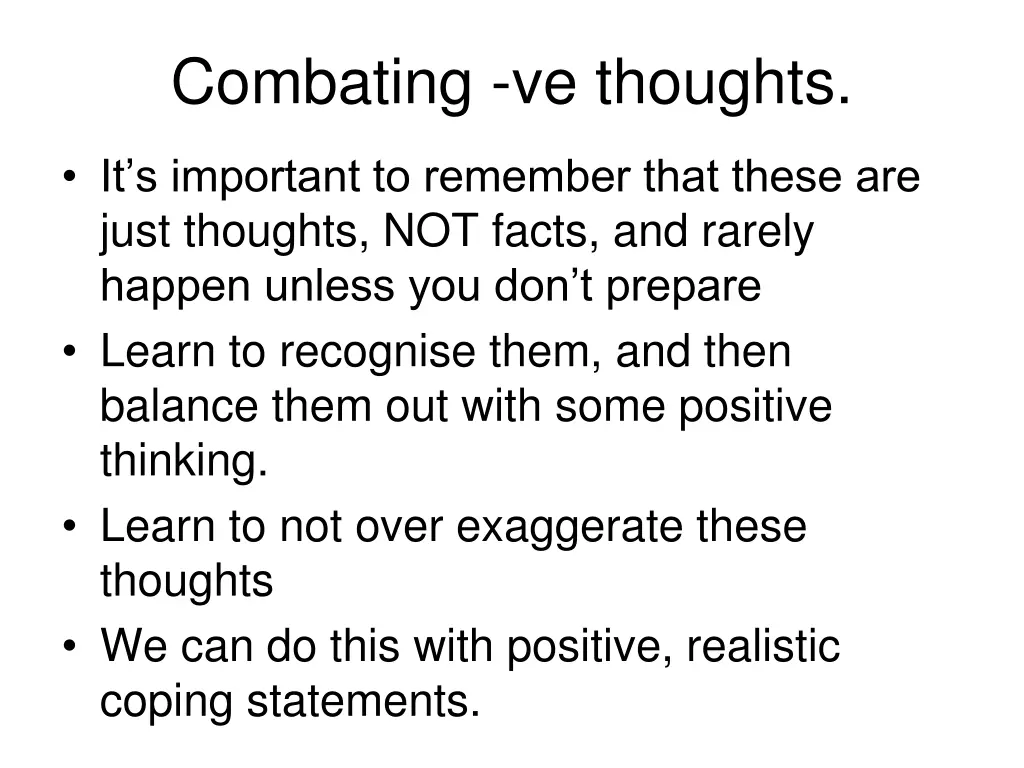 combating ve thoughts