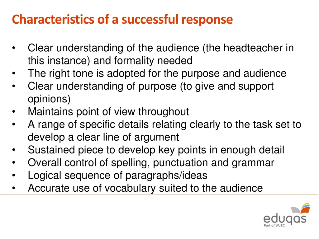 characteristics of a successful response