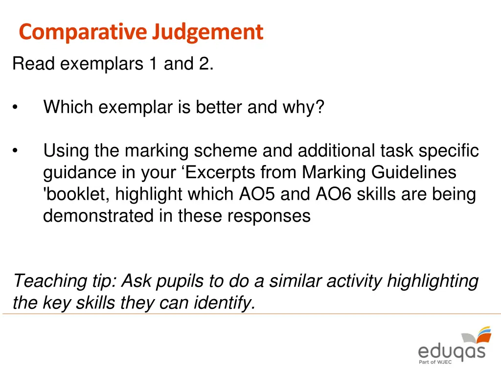 comparative judgement read exemplars 1 and 2