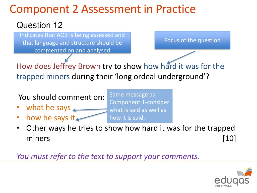 component 2 assessment in practice question