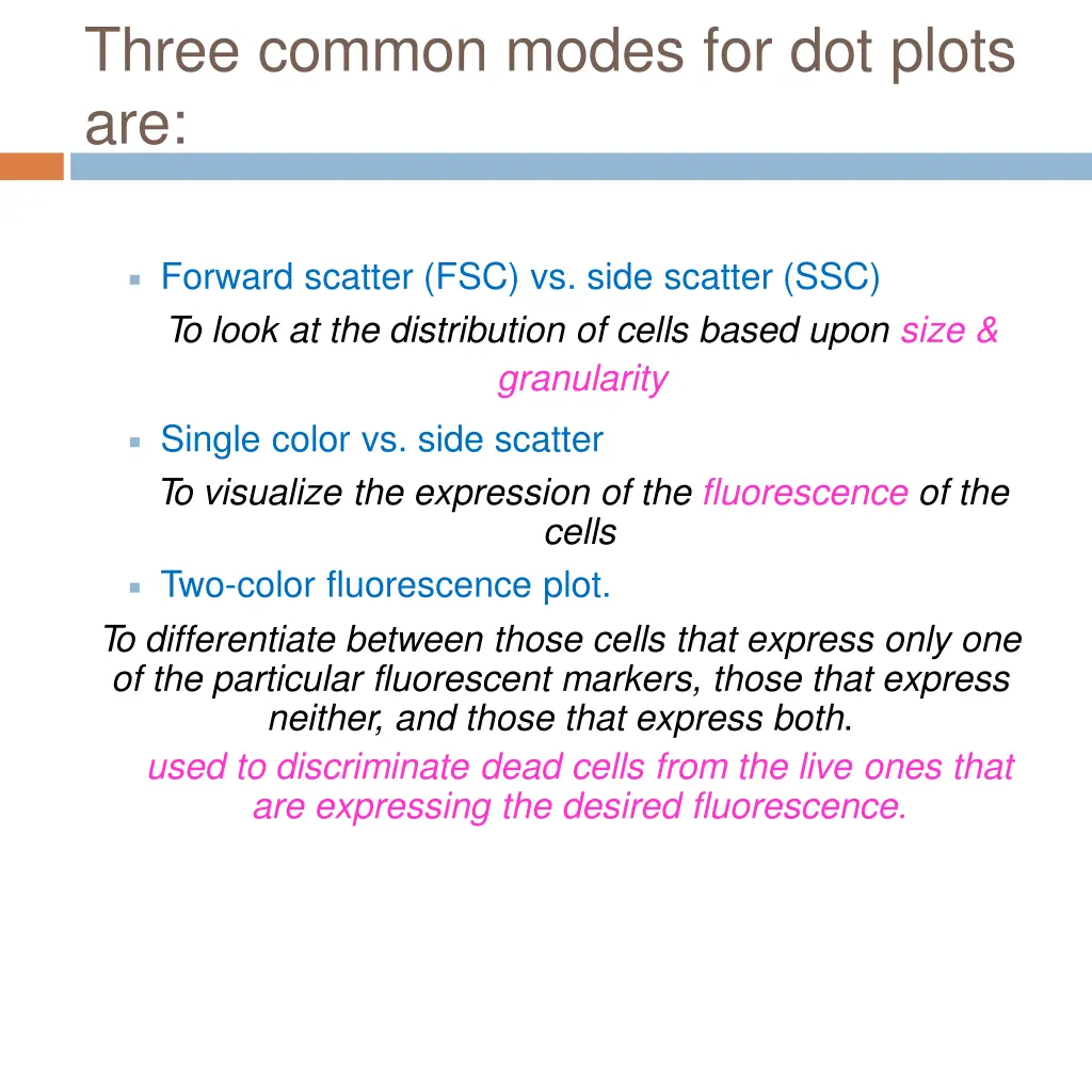 three common modes for dot plots are