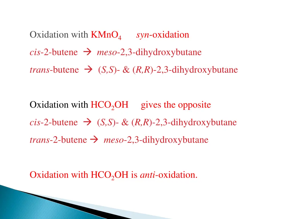 oxidation with kmno 4 syn oxidation cis 2 butene