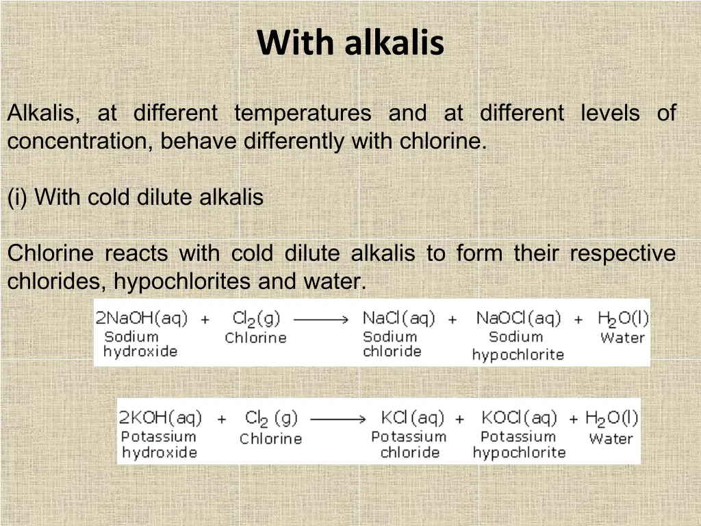 with alkalis