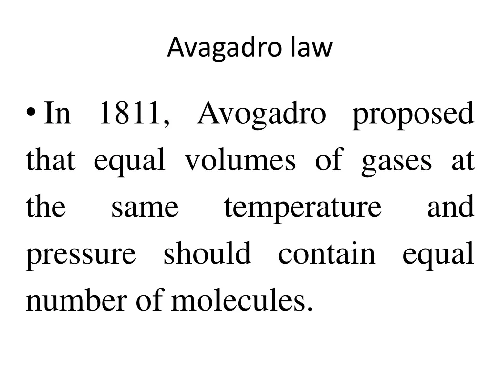 avagadro law