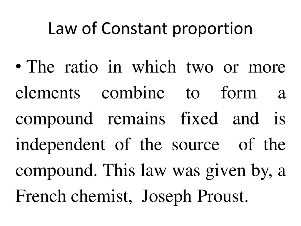 law of constant proportion