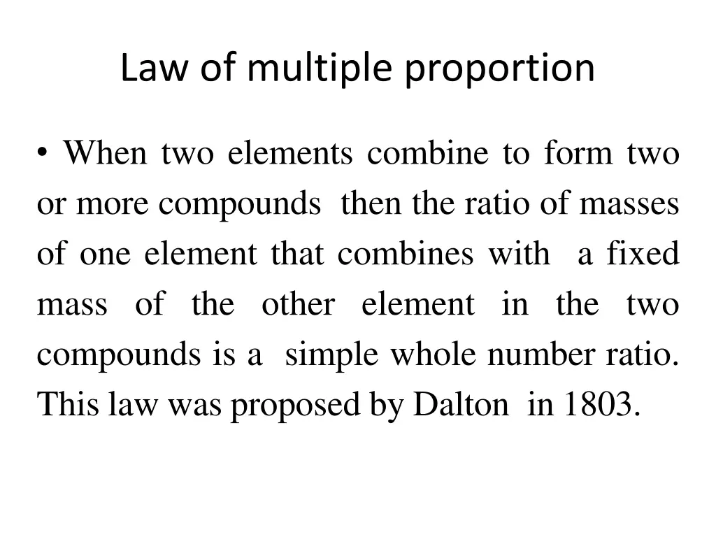 law of multiple proportion