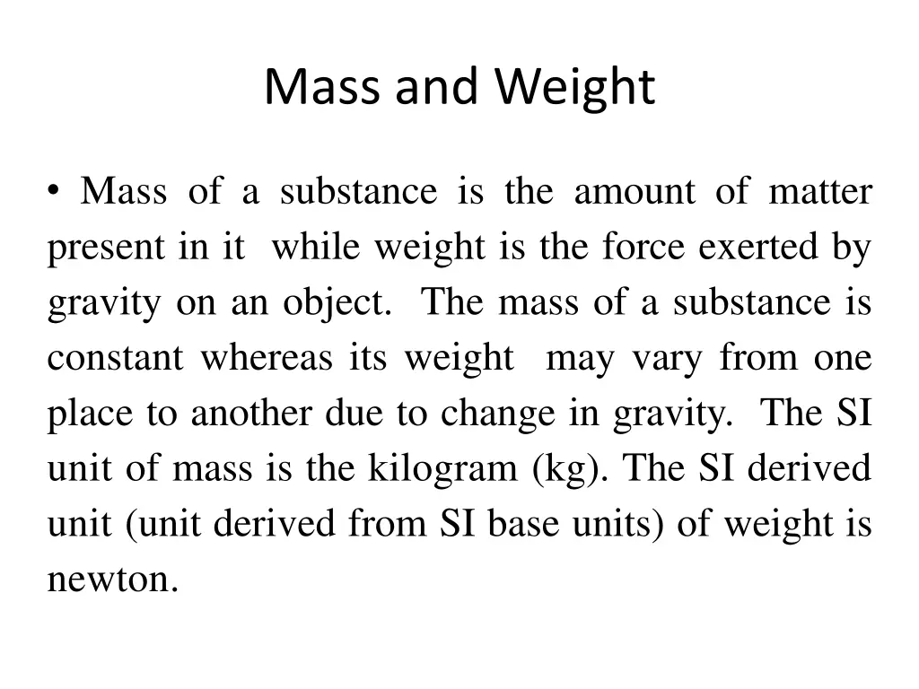 mass and weight