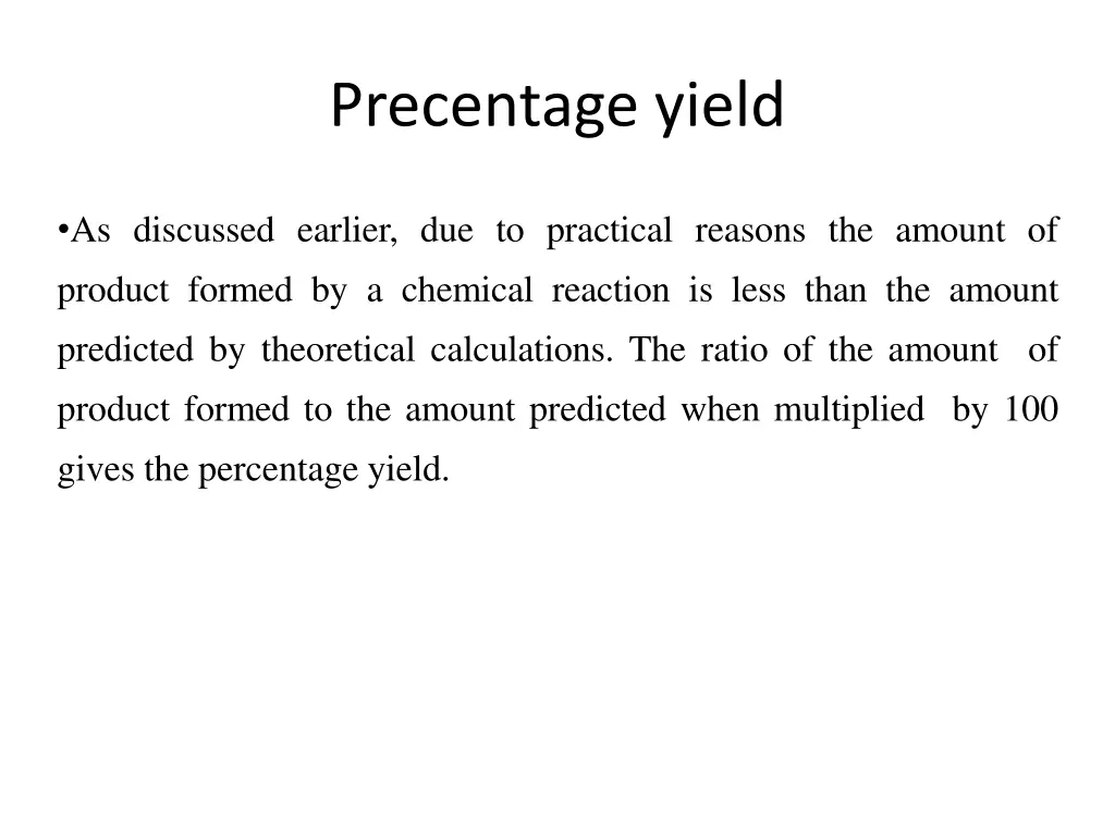 precentage yield