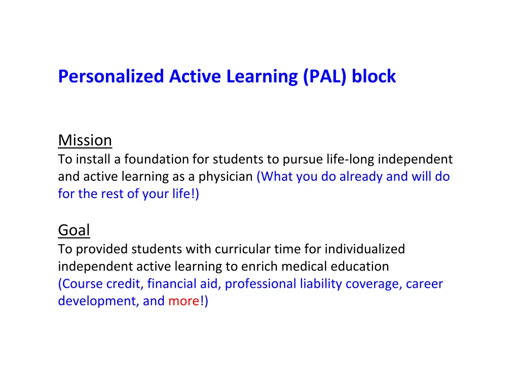 personalized active learning pal block 1