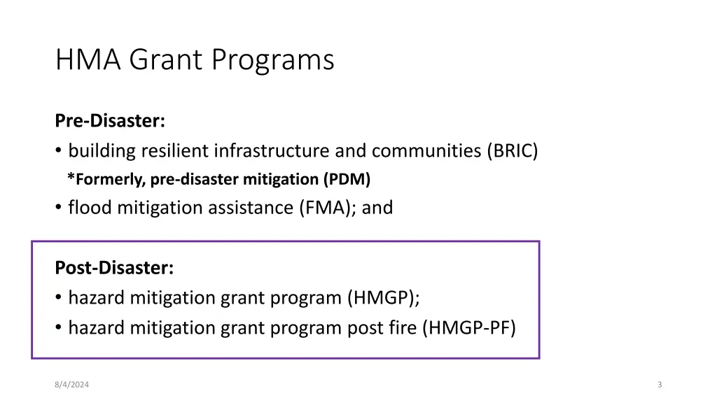 hma grant programs