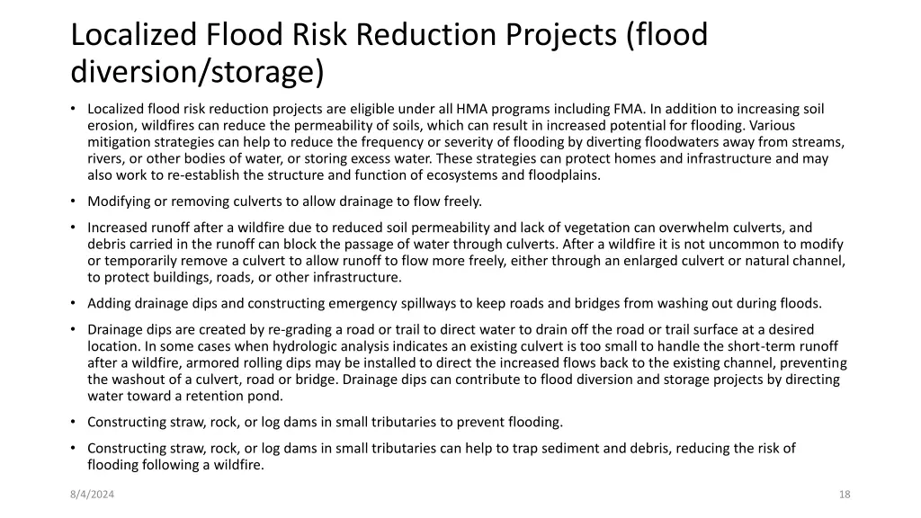 localized flood risk reduction projects flood