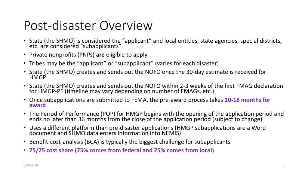 post disaster overview