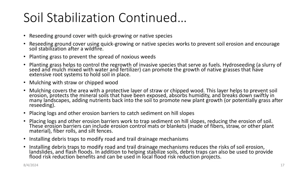 soil stabilization continued