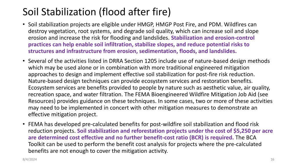 soil stabilization flood after fire soil