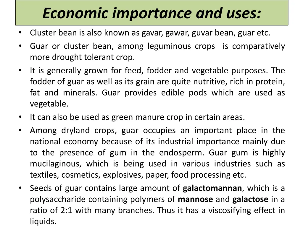 economic importance and uses