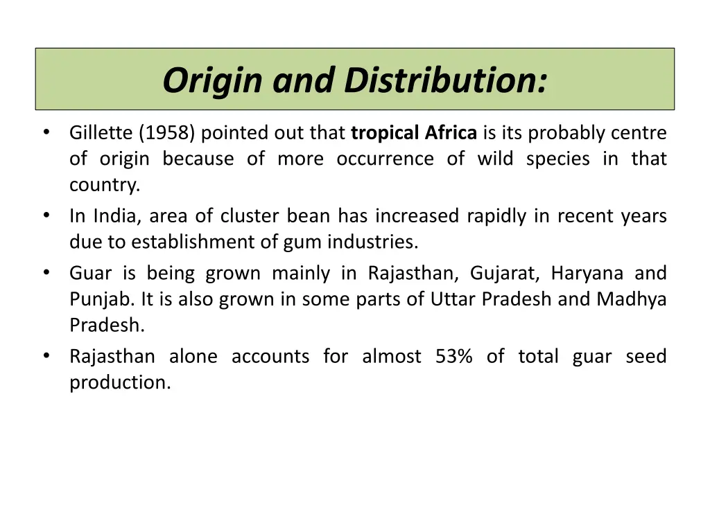 origin and distribution