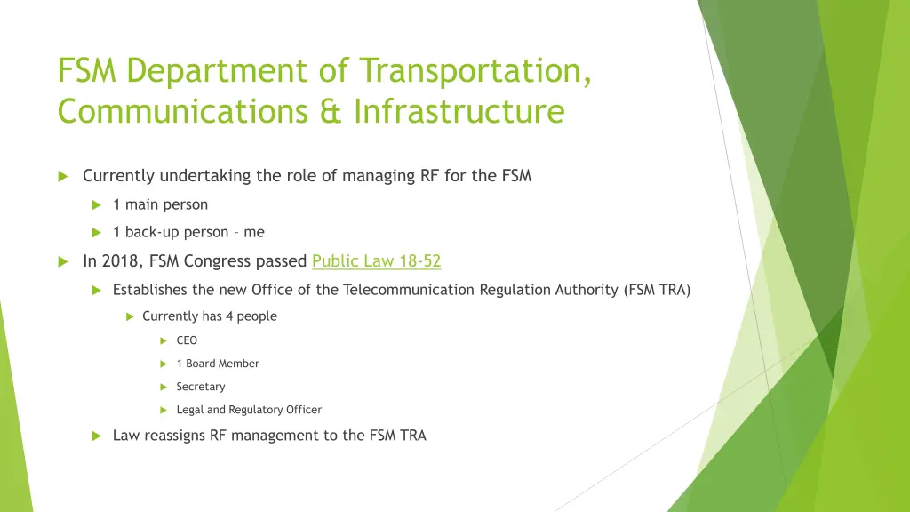 fsm department of transportation communications