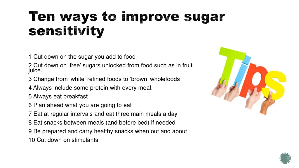 ten ways to improve sugar sensitivity