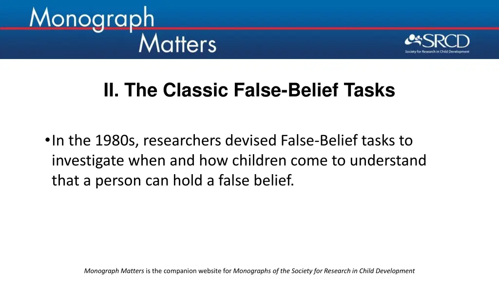 ii the classic false belief tasks