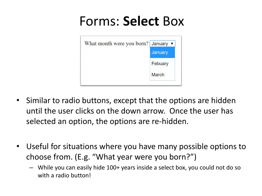 forms select box