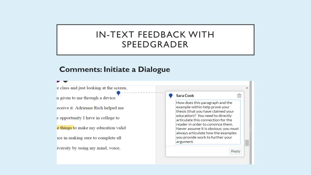 in text feedback with speedgrader 2