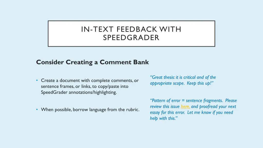 in text feedback with speedgrader 4