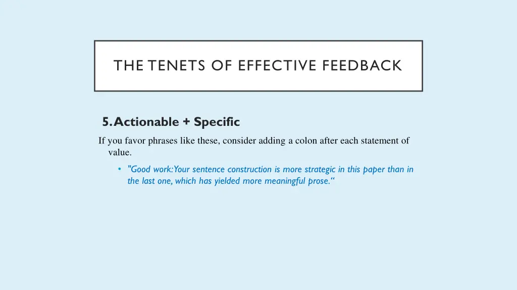 the tenets of effective feedback 11