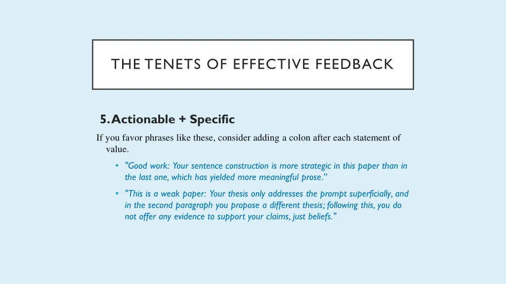 the tenets of effective feedback 12