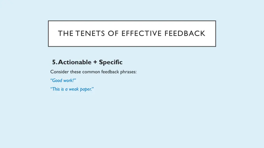 the tenets of effective feedback 9