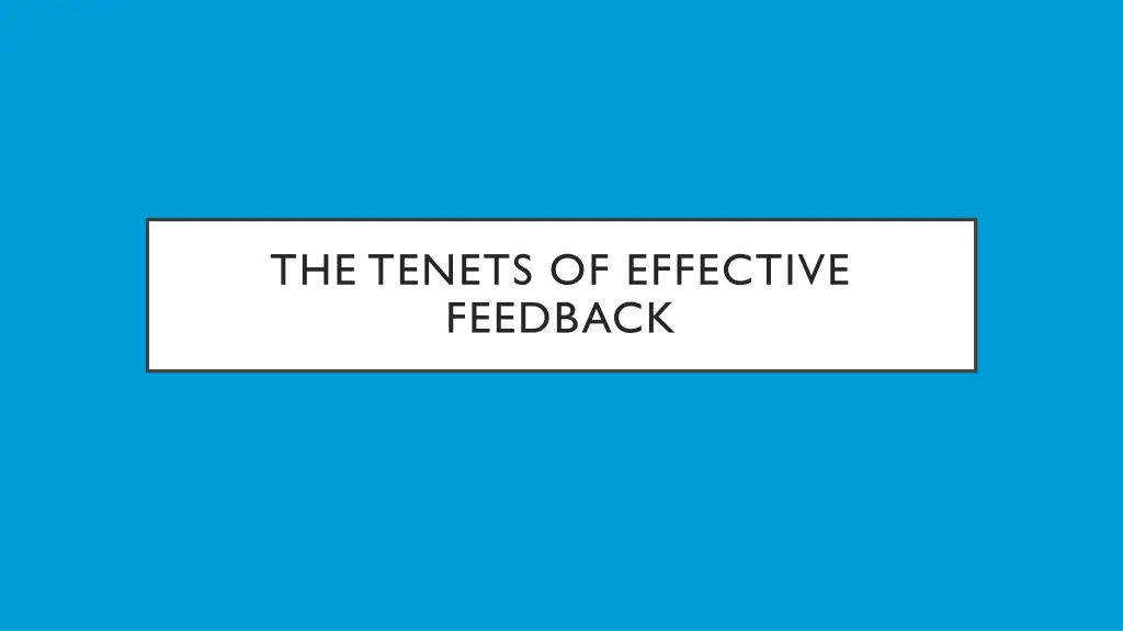 the tenets of effective feedback