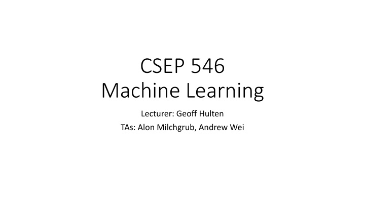 csep 546 machine learning