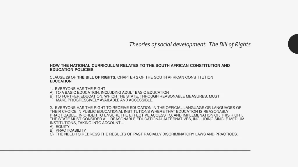 theories of social development the bill of rights