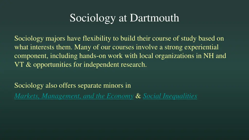 sociology at dartmouth