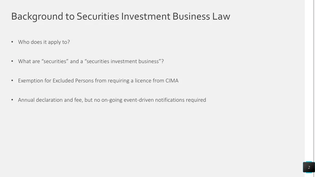 background to securities investment business law