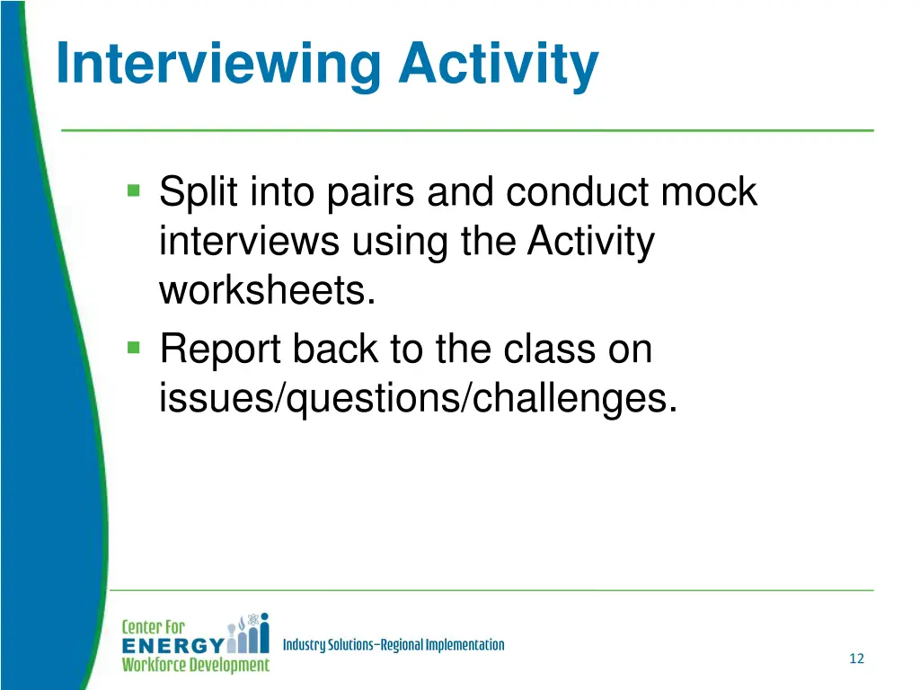 interviewing activity