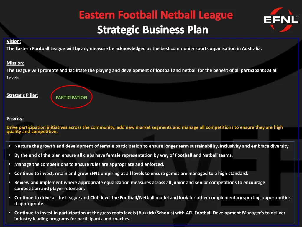 eastern football netball league strategic 2