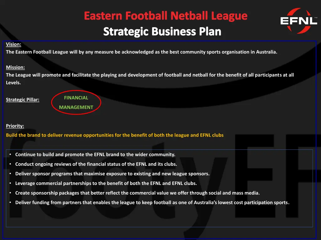 eastern football netball league strategic 5