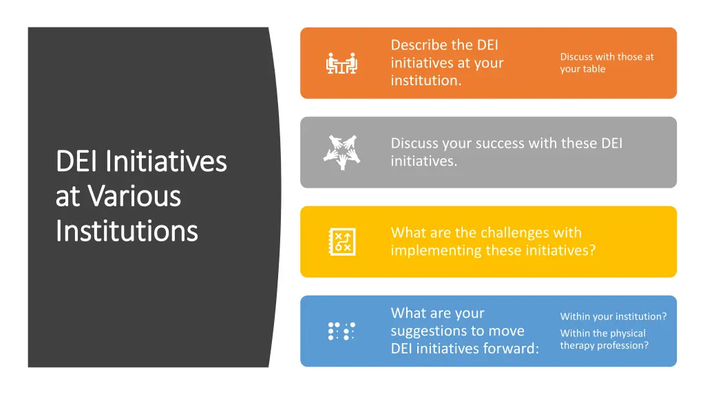 describe the dei initiatives at your institution